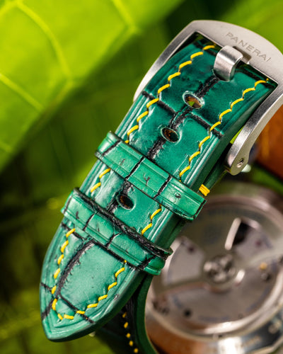 Bespoke Watch Strap in Ombre Green Crocodile