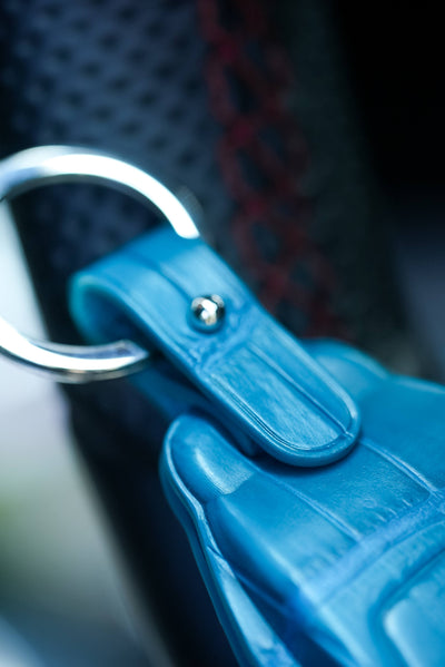 Bespoke Key Fob Cover in Turquoise Blue Crocodile