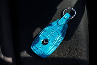 Bespoke Key Fob Cover in Turquoise Blue Crocodile