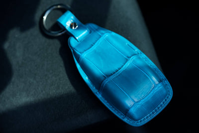 Bespoke Key Fob Cover in Turquoise Blue Crocodile