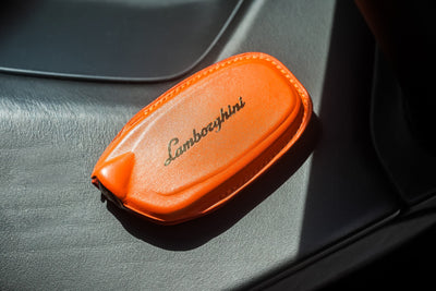 Bespoke Key Fob Cover in Orange Nappa