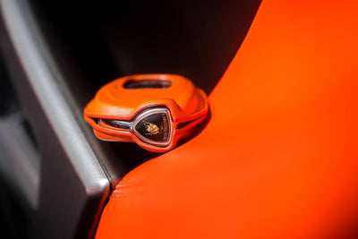 Bespoke Key Fob Cover in Orange Nappa