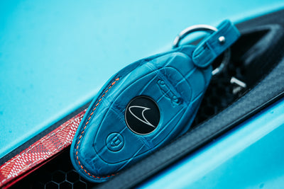 Bespoke Key Fob Cover in Turquoise Crocodile