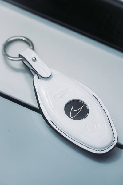 Bespoke Key Fob Cover in White Crocodile