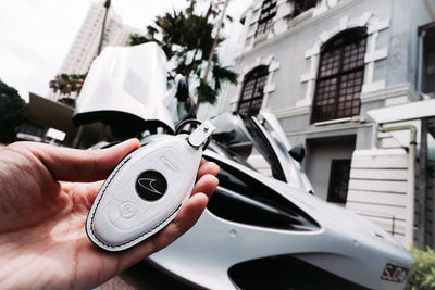 Bespoke Key Fob Cover in White Crocodile