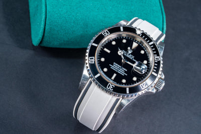 Solitaire Rubber straps in Zebra Black, Deep Emerald Green & Cookie White for Rolex Submariner