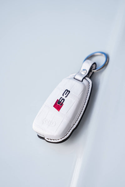 Bespoke Key Fob Cover in White Crocodile