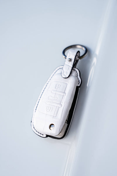 Bespoke Key Fob Cover in White Crocodile