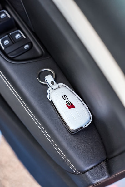 Bespoke Key Fob Cover in White Crocodile