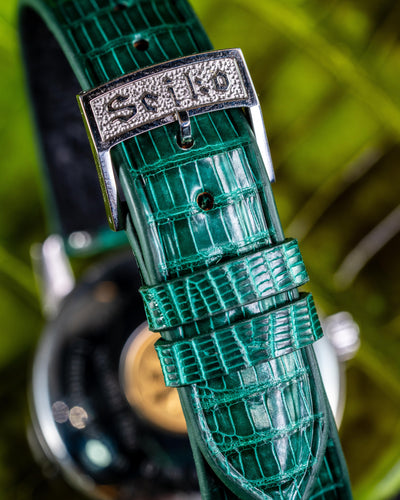 Bespoke Watch Strap in Emerald Green Lizard