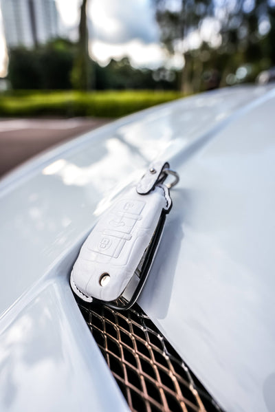 Bespoke Key Fob Cover in White Crocodile