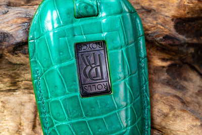 Bespoke Key Fob Cover in Emerald Green Crocodile