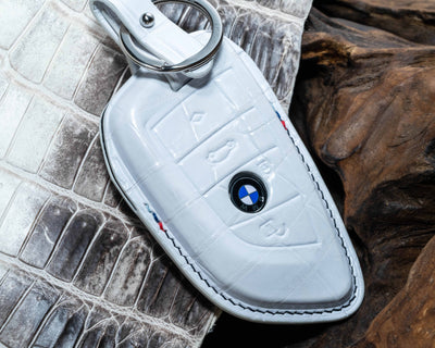 Bespoke Key Fob Cover in White Crocodile