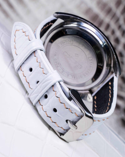 Bespoke Watch Strap in Snowy White Crocodile