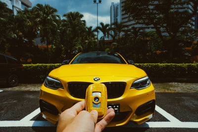 Bespoke Key Fob Cover in Yellow Crocodile