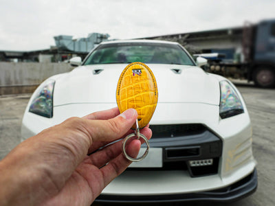 Bespoke Key Fob Cover in Yellow Crocodile