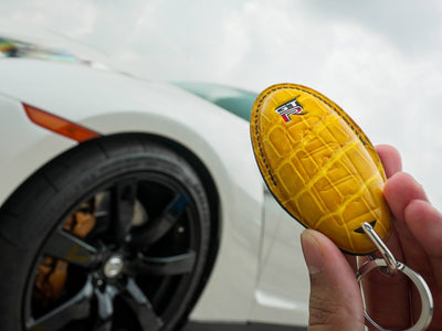 Bespoke Key Fob Cover in Yellow Crocodile