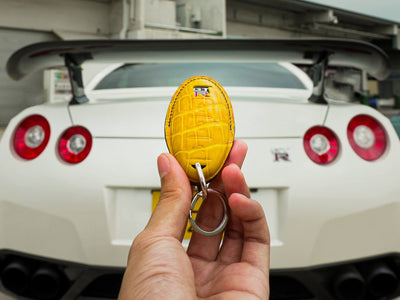 Bespoke Key Fob Cover in Yellow Crocodile