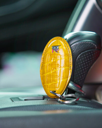 Bespoke Key Fob Cover in Yellow Crocodile