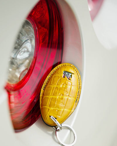 Bespoke Key Fob Cover in Yellow Crocodile