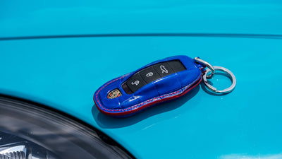 Bespoke Key Fob Cover in Electric Blue Crocodile