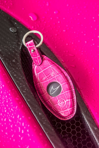 Bespoke Key Fob Cover in Fuchsia Pink Crocodile