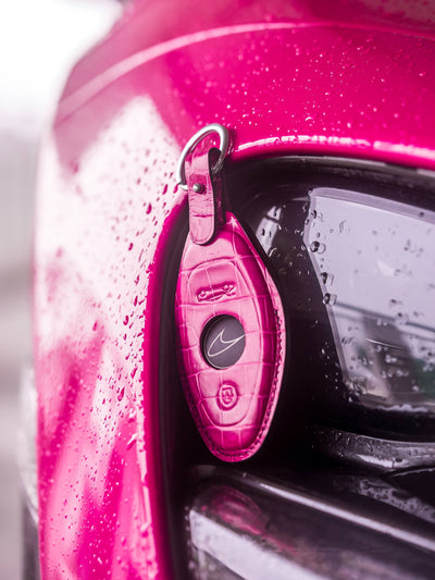 Bespoke Key Fob Cover in Fuchsia Pink Crocodile