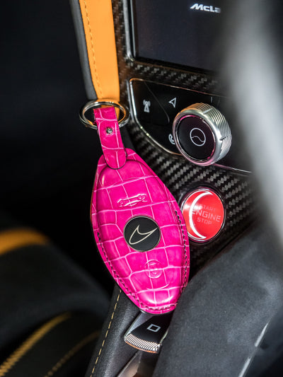 Bespoke Key Fob Cover in Fuchsia Pink Crocodile