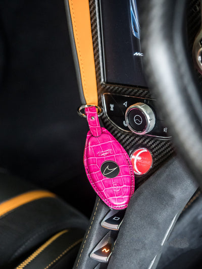 Bespoke Key Fob Cover in Fuchsia Pink Crocodile