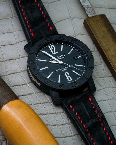 Bespoke Watch Strap in Black Nubuck Alligator