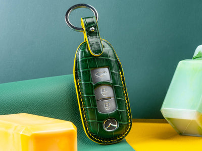 Bespoke Key Fob Cover in Hunter Green Crocodile