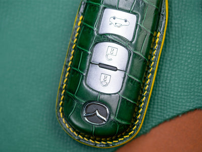 Bespoke Key Fob Cover in Hunter Green Crocodile