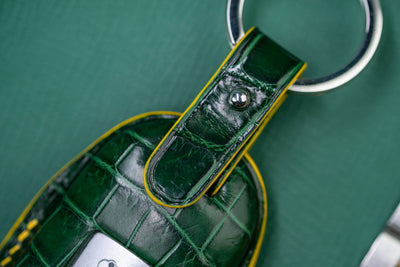 Bespoke Key Fob Cover in Hunter Green Crocodile