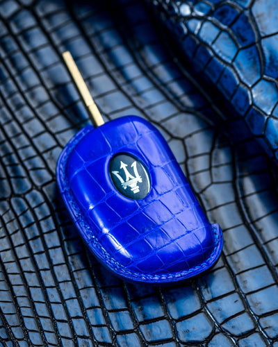 Bespoke Key Fob Cover in Electric Blue Crocodile