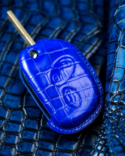 Bespoke Key Fob Cover in Electric Blue Crocodile