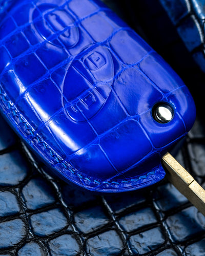 Bespoke Key Fob Cover in Electric Blue Crocodile