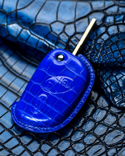 Bespoke Key Fob Cover in Electric Blue Crocodile