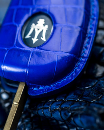 Bespoke Key Fob Cover in Electric Blue Crocodile