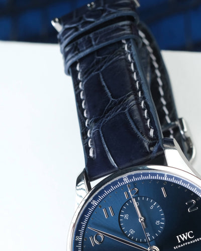 Bespoke Watch Strap in Navy Blue Crocodile