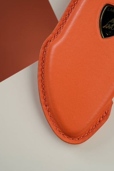 Bespoke Key Fob Cover in Orange Nappa