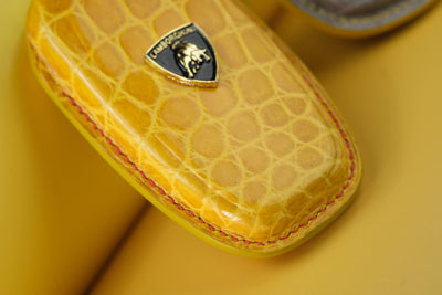 Bespoke Key Fob Covers in Yellow and Grey Crocodile