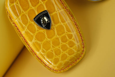 Bespoke Key Fob Covers in Yellow and Grey Crocodile