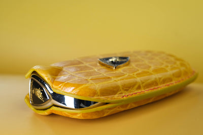 Bespoke Key Fob Covers in Yellow and Grey Crocodile