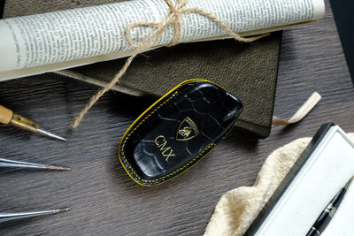 Bespoke Key Fob Cover in Black Crocodile