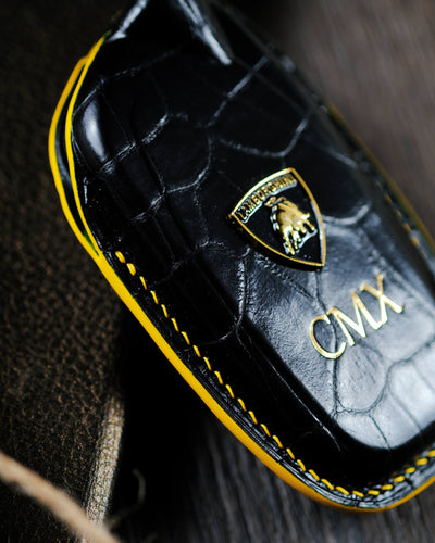 Bespoke Key Fob Cover in Black Crocodile