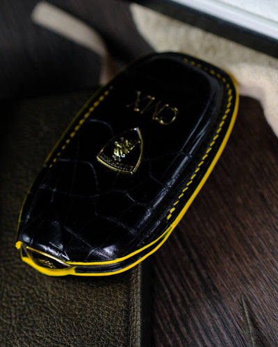 Bespoke Key Fob Cover in Black Crocodile