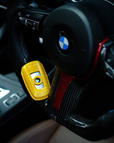 Bespoke Key Fob Cover in Yellow Crocodile