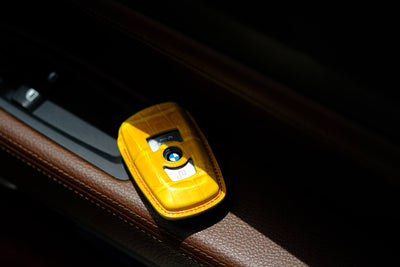 Bespoke Key Fob Cover in Yellow Crocodile