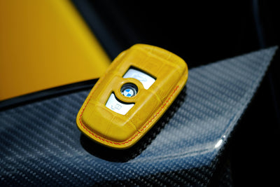 Bespoke Key Fob Cover in Yellow Crocodile