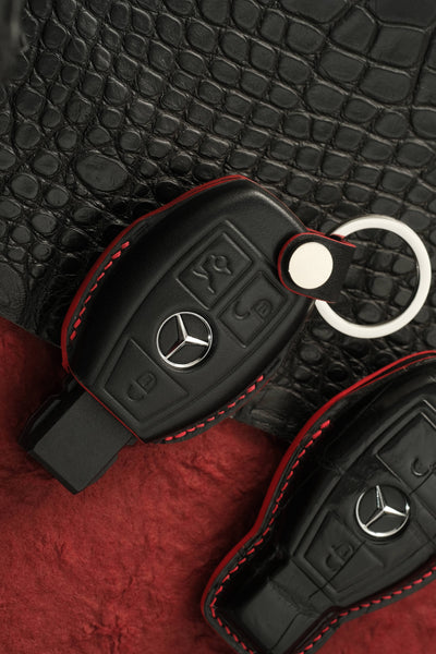 Bespoke Key Fob Covers in Black Nappa & Crocodile